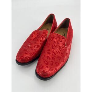 Liberty Men's Exclusives Loafers Sz UK 6 Red Leather Leopard Print Shoes